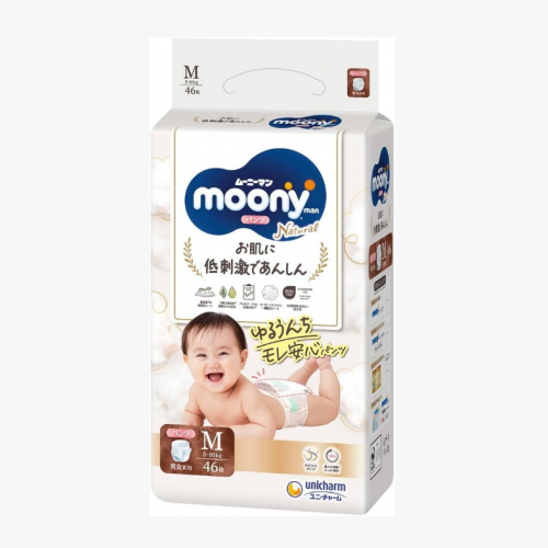 Unicharm尤妮佳 Moony Natural自然棉 婴儿拉拉裤 M 46片